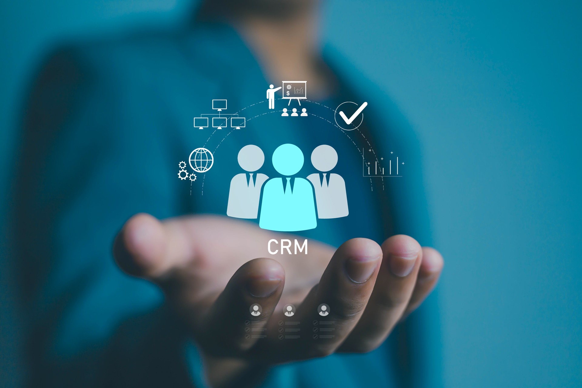 CRM customer relationship management concept with business icons, symbolizing client engagement, marketing strategy, data analytics, customer service, and digital business solutions Customer targeting